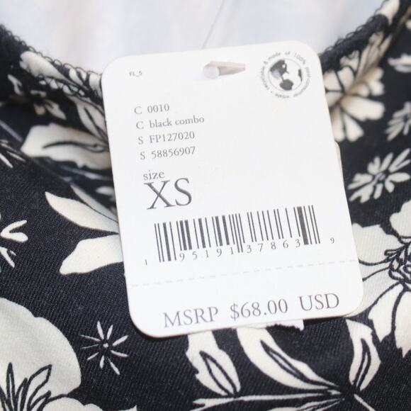 Free People Black Floral Print Somethin Bout You One Shoulder Bodysuit Sz XS NWT - Picture 7 of 16